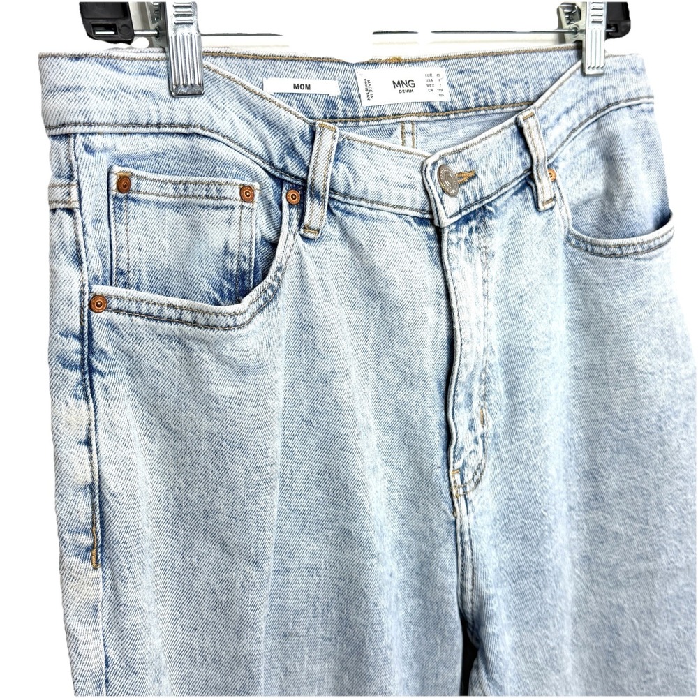 MNG Denim Mango Jeans Mom Light Stone Wash Women's Size 8high Waist Ankle Length